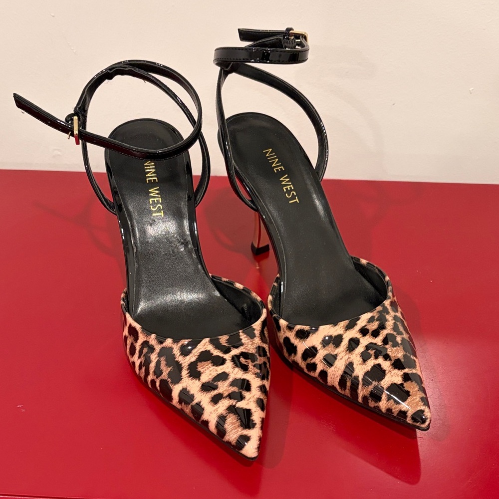 Nine West Black and Tan Leopard Heels